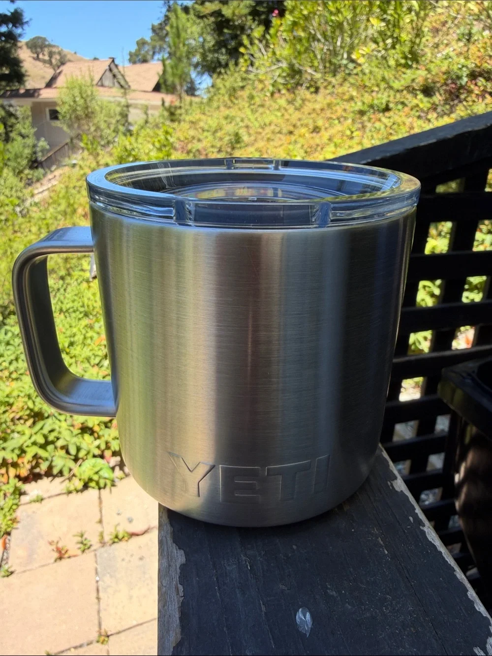 Yeti Stainless Steel Travel Mug Silver camping mug with Clear Lid